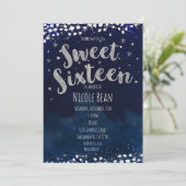 Sweet 16 Blue & Silver Sterrennacht Verjaardagsfee Kaart (Staand voorkant)