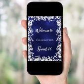 Sweet 16 blue snowflakes welcome poster