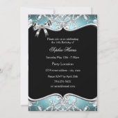 Sweet 16 Blue Sparkle Tiara Birthday Invite Kaart (Achterkant)