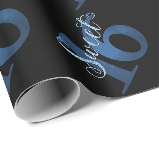 Sweet 16 | Blue Waterverf en Faux Glitter Party Cadeaupapier (Rol Hoek)