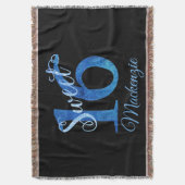 Sweet 16 | Blue Waterverf en Faux Glitter Party Deken (Voorkant Verticaal)