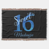 Sweet 16 | Blue Waterverf en Faux Glitter Party Deken (Voorkant)