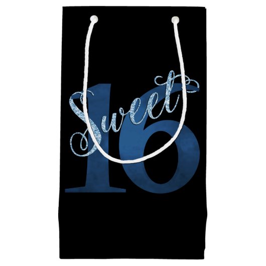 Sweet 16 | Blue Waterverf en Faux Glitter Party Klein Cadeauzakje (Voorkant)