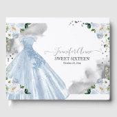 Sweet 16 Blue Waterverf Flowers Dress Gastenboek (Voorkant)