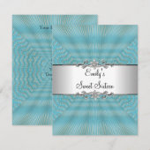 Sweet 16 Blue Weave with Silver Metal Birthday Kaart (Voorkant / Achterkant)