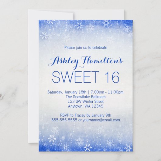 Sweet 16  Blue Winter Wonderland Kaart (Voorkant)
