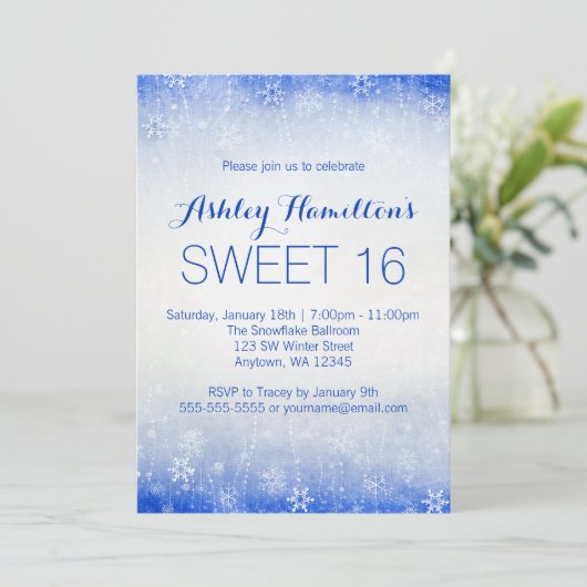 Sweet 16  Blue Winter Wonderland Kaart (Staand voorkant)