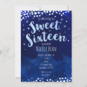 Sweet 16 Blue Winter Wonderland Sterrenuitnodiging Kaart (Voorkant)