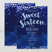 Sweet 16 Blue Winter Wonderland Sterrenuitnodiging Kaart (Voorkant / Achterkant)