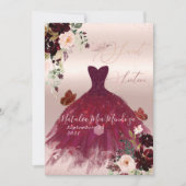 Sweet 16 Blush Burgundy Waterverf Flowers Invitat Kaart (Voorkant)