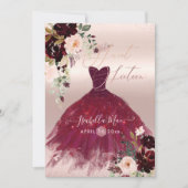 Sweet 16 Blush Burgundy Waterverf Flowers Kaart (Voorkant)