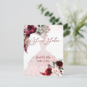 Sweet 16 Blush Burgundy Waterverf Flowers Kaart (Staand voorkant)