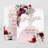 Sweet 16 Blush Burgundy Waterverf Flowers Kaart (Voorkant / Achterkant)