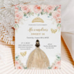 Sweet 16 Blush Floral Champagne Dress Princess Kaart<br><div class="desc">Pas deze mooie Sweet 16-verjaardagsuitnodiging gemakkelijk en snel aan met een eigen tekst. Druk op de knop Aanpassen om de stijl en plaatsing van de tekst verder te herschikken en te formatteren. Overeenkomende objecten in de winkel! c) De Happy Cat Studio</div>