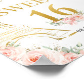 Sweet 16 Blush Floral Paris Eiffel Champagne Poster (Hoek)