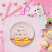 Sweet 16 blush gouden strik naam papieren bordje (Feest)