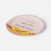 Sweet 16 blush gouden strik naam papieren bordje (Gekanteld)