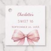 Sweet 16 blush pink bow DIY Bedankjes Labels (Voorkant)