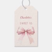 Sweet 16 blush pink bow ivory DIY Cadeaulabel (Voorkant)