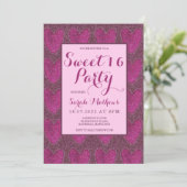 Sweet 16 Blush Pink en Magenta glitter Kaart (Staand voorkant)