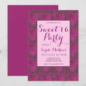 Sweet 16 Blush Pink en Magenta glitter Kaart (Voorkant / Achterkant)