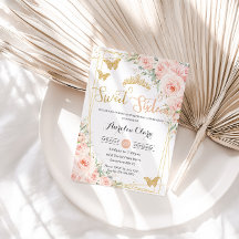 Sweet 16 Blush Pink Floral Champange Butterflies