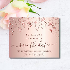Sweet 16 blush roos gold Save the Date kaart