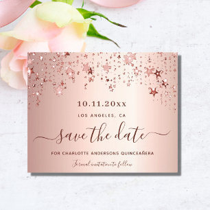 Sweet 16 blush roos gold Save the Date kaart