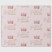 Sweet 16 Blush roze en gouden verjaardag Cadeaupapier (Vlak)