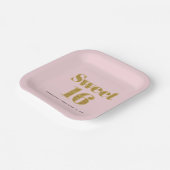 Sweet 16 Blush Roze Goud Glitter Party Papieren Bordje (Gebogen)