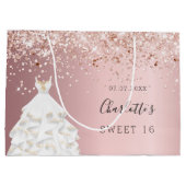 Sweet 16 blush roze rose gouden jurk groot cadeauzakje (Achterkant)