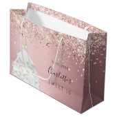 Sweet 16 blush roze rose gouden jurk groot cadeauzakje (Voorkant Gekanteld)
