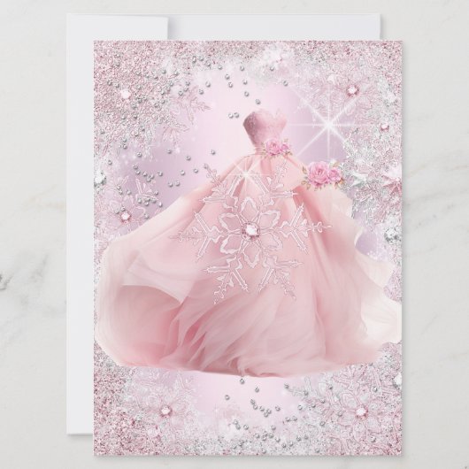 Sweet 16 blush roze winter wonderland tiara kaart (Achterkant)