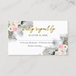 Sweet 16 Blush Waterverf Floral RSVP Enclosure Visitekaartje