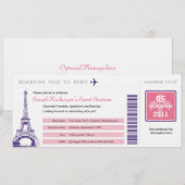 Sweet 16 Boarding Pass naar Parijs Kaart (Voorkant / Achterkant)