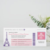 Sweet 16 Boarding Pass naar Parijs Kaart (Staand voorkant)