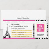 Sweet 16 Boarding Pass naar Parijs Kaart (Voorkant / Achterkant)