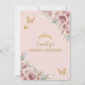 Sweet 16 Boho Blush Dusty Roos Floral Pampas Grass Kaart (Achterkant)