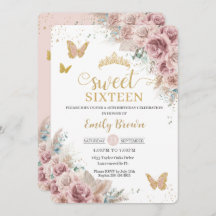 Sweet 16 Boho Blush Dusty Roos Floral Pampas Grass