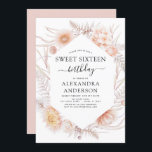 Sweet 16 Boho Dusty Pink Floral 16th Birthday Kaart<br><div class="desc">Boho Dusty Pink Floral Botanical Bohemian Tropical Waterverf Lijst Spring,  Summer,  Autumn,  Herfst Sweet 16 Birthday Party Celebration Invitations - bevat prachtige en elegante scripttypografie met moderne woestijnbotanische bloemen voor de speciale 16de Zweet Sithday Party.</div>