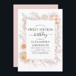 Sweet 16 Boho Dusty Pink Floral Birthday Kaart<br><div class="desc">Boho Dusty Pink Floral Botanical Bohemian Tropical Waterverf Lijst Spring,  Summer,  Autumn,  Herfst Sweet 16 Birthday Party Celebration Invitations - bevat prachtige en elegante scripttypografie met moderne woestijnbotanische bloemen voor de speciale 16de Zweet Sithday Party.</div>