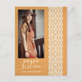 Sweet 16 Boho Tribal Textile Texture Foto Sinaasap Aankondigingskaart (Voorkant)