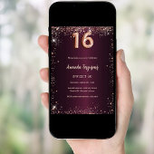 Sweet 16 bordeaux roos gold kaart