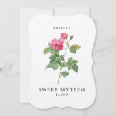 Sweet 16  Botanische Roze Rozenbloem Kaart (Voorkant)