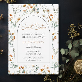 Sweet 16 botanische wilde bloem elegant kaart