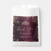 Sweet 16 Bourgogne roos Gold tiara bedankt Bedankzakje (Voorkant)