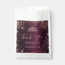 Sweet 16 Bourgogne roos Gold tiara bedankt Bedankzakje