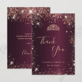 Sweet 16 Bourgogne roos goud bedankt! Bedankkaart (Voorkant / Achterkant)