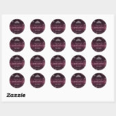 Sweet 16 Bourgogne roze tiara-naamscript Ronde Sticker (Vel)