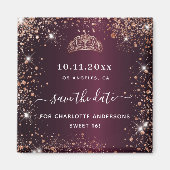 Sweet 16 Bourgogne tiara roos gold behalve de datu Magneet (Voorkant)